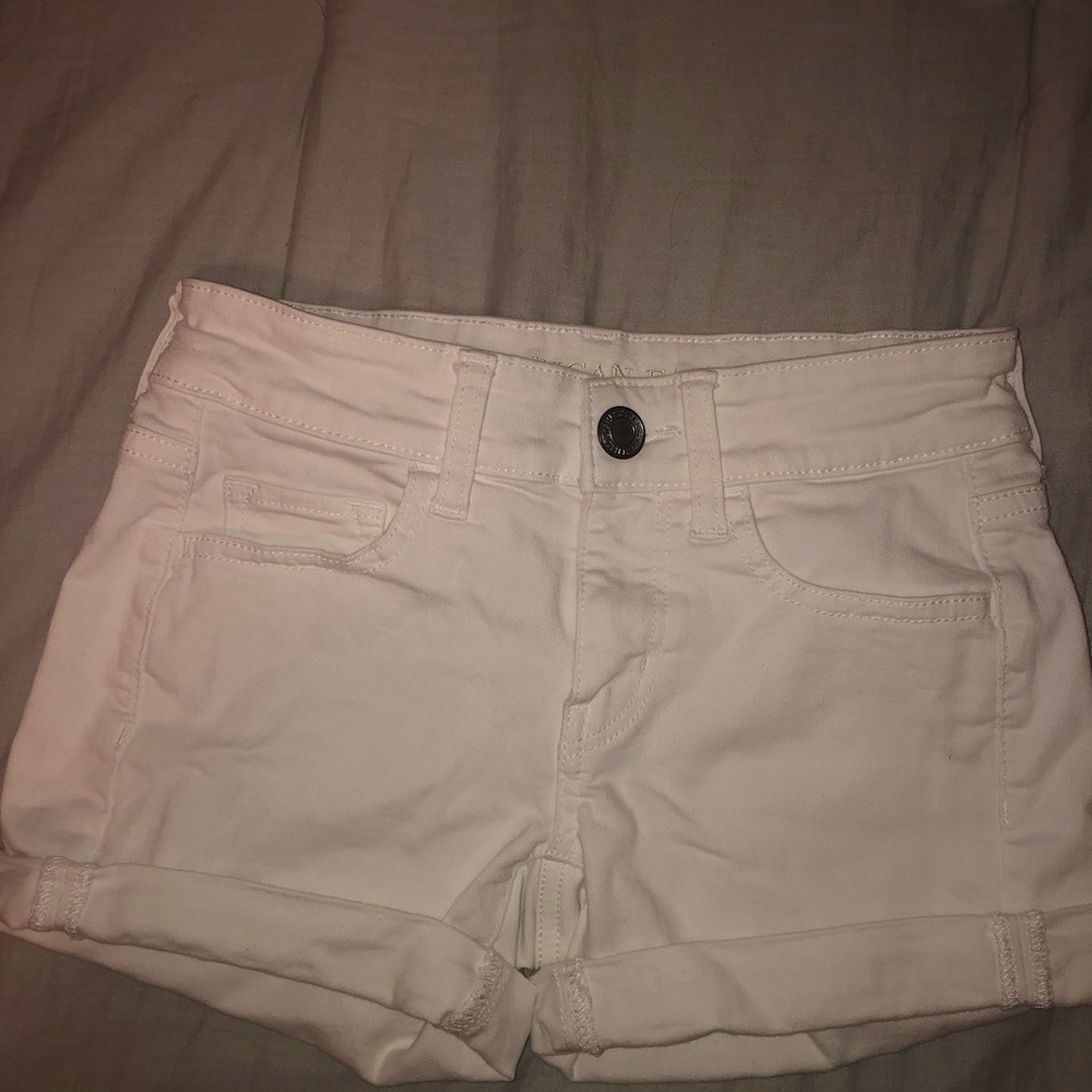 American Eagle high waisted white jean shorts